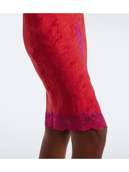 Svilena midi haljina Saint Laurent crvena