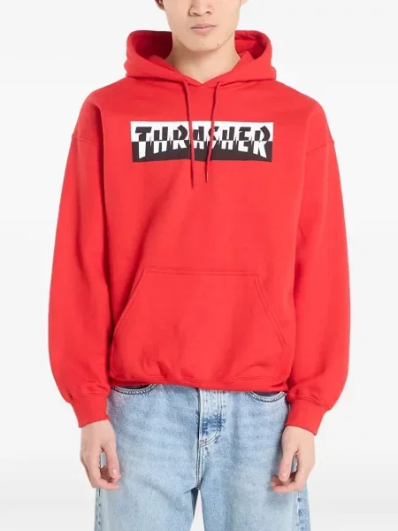 Hanorac cu glugă Thrasher cu imagine roșu