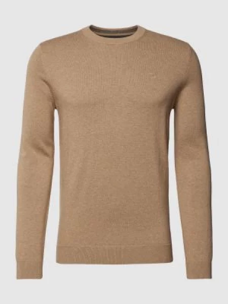 Sweter z dzianiny z okrągłym dekoltem Tom Tailor beżowy