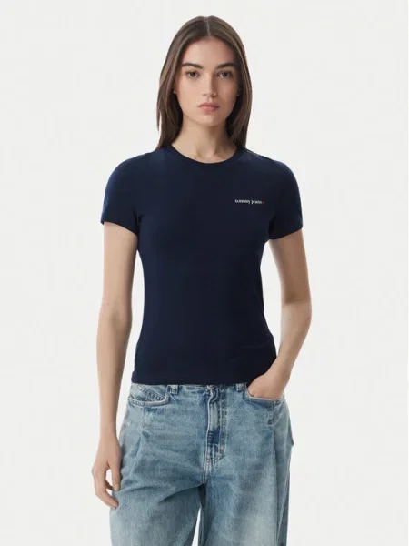Tommy Jeans Tricou Ess Logo Bleumarin albastru