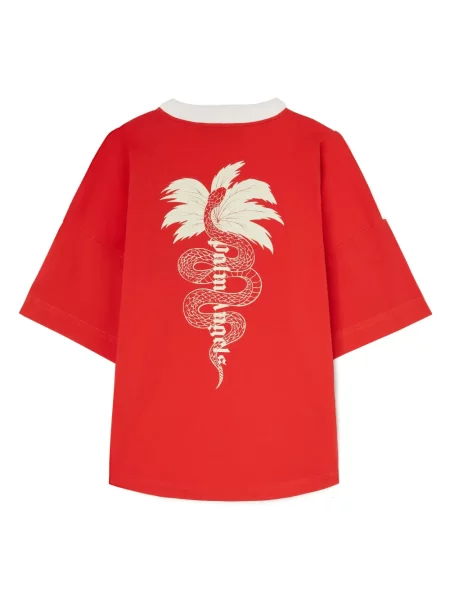Tricou Palm Angels cu imagine cu model piele de șarpe alb