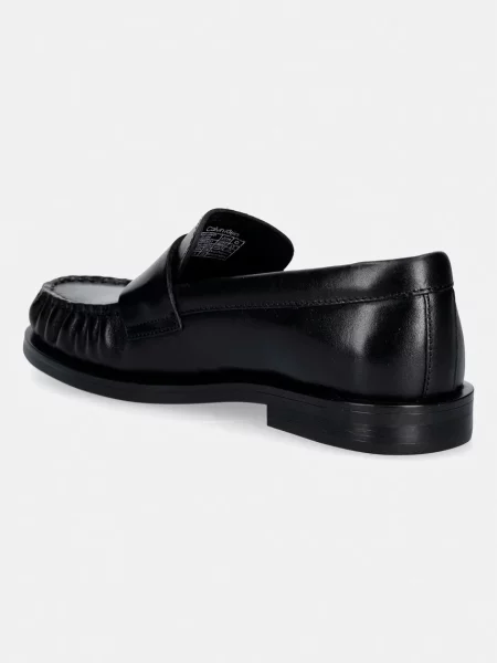Calvin Klein loafer női bőr ROUND LOAFER LTH HDW fekete