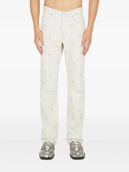 Květinové džíny Martine Rose bílé