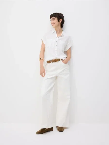 Reserved Cămașă Cu Mâneci Scurte alb