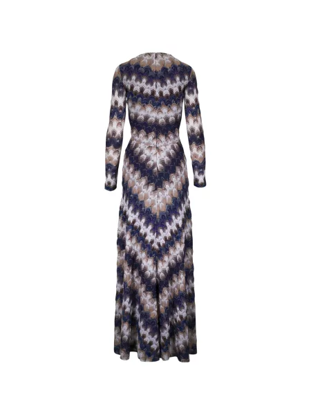 Rochie maxi Missoni tricotate cu decolteu în V albastru