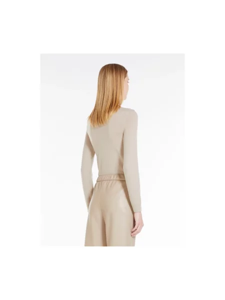 Sweter z golfem Max Mara wełniany ze stójką beżowy