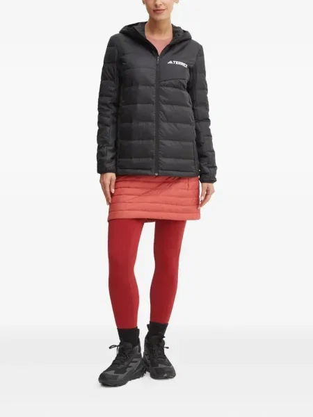 Пухен елец Adidas на райета с качулка бяло