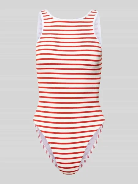 Kostium kąpielowy z tylnym wycięciem model LUNELY NAUTICAL' Banana Moon czerwony