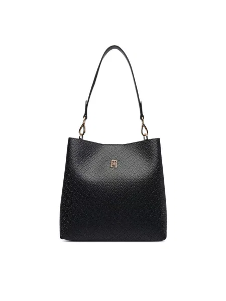 Torba z uchwytem z detal z logo Tommy Hilfiger czarna