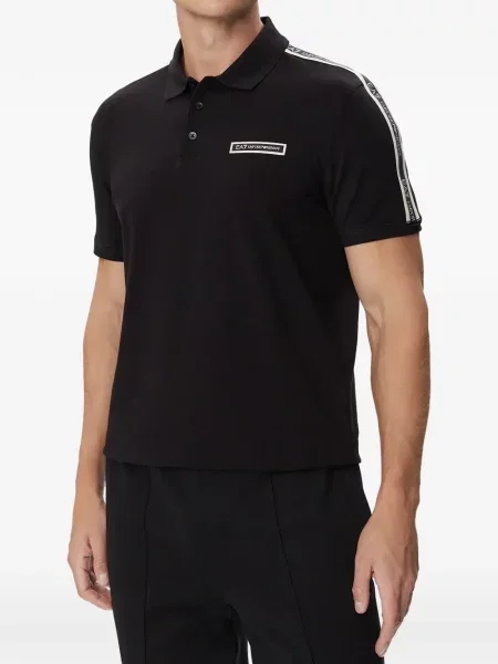 Polo marškinėliai Ea7 Emporio Armani su autografu juoda
