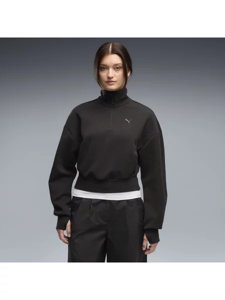 Bluza PUMATECH SENSE z obszernym rÄ™kawem i krÃ³tkim zamkiem OdzieÅ¼ S czarny