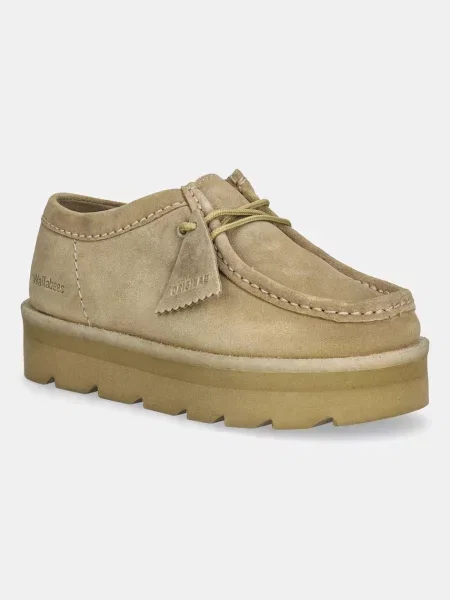 Clarks Originals pantofi de piele întoarsă Meare Walla cu platformă bej