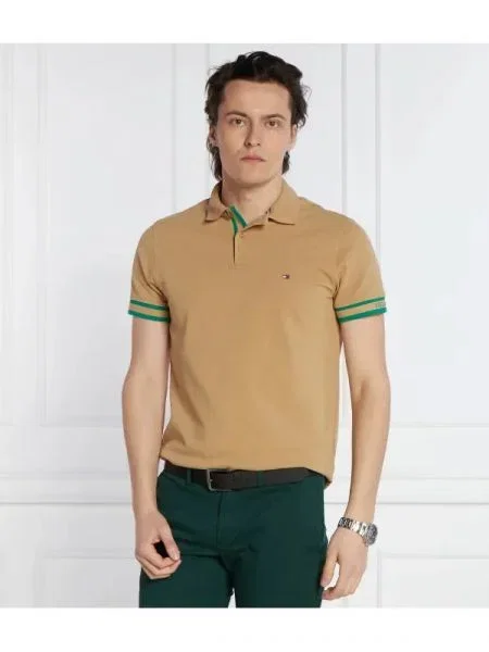 Tommy Hilfiger Tenisz póló MONOTYPE CUFF bézs