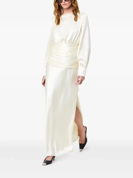 Rochie maxi Nicholas cu volane alb