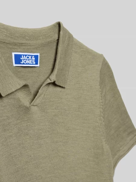 Koszulka polo z dekoltem w serek model KANE' Jack & Jones beżowa