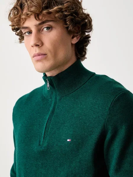 Tommy Hilfiger пуловер мъжки с добавен кашмир зелено