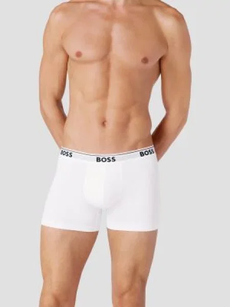 Obcisłe bokserki z paskiem z logo w zestawie 3 szt. model ‘Power’ Boss białe