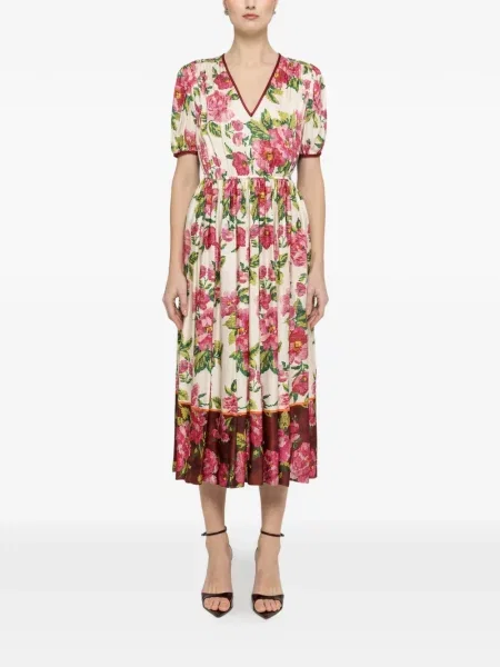 Rochie midi Nissa cu model floral cu imagine cu decolteu în V