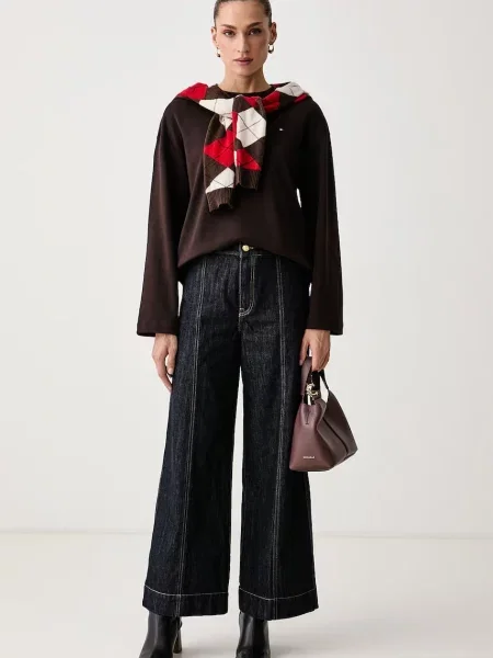 Tricou cu mânecă lungă Tommy Hilfiger maro