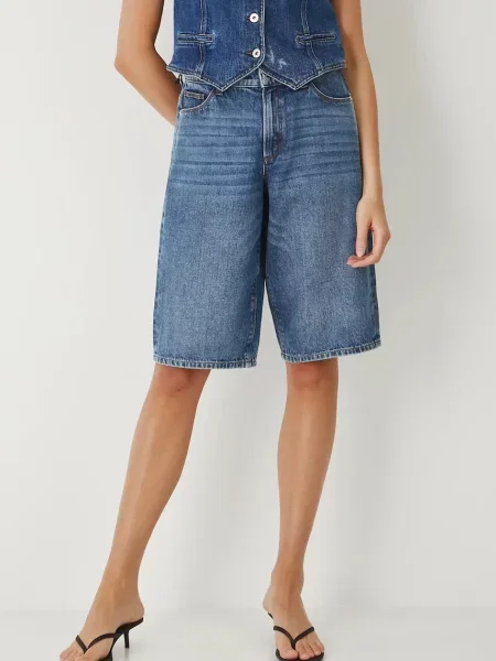 Medicine szorty gładkie high waist niebieski