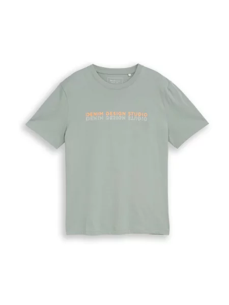 TOM TAILOR DENIM Tricou verde pastel / portocaliu caisă alb