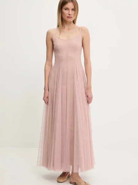 Answear Lab rochie maxi evazati bej