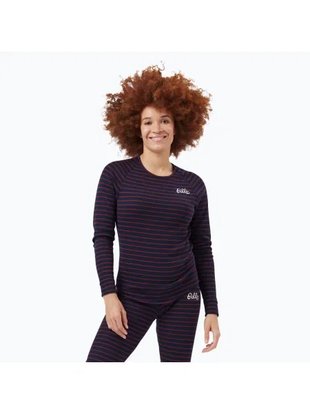 Tricou sport Odlo cu dungi cu mâneci lungi cu decolteu în U