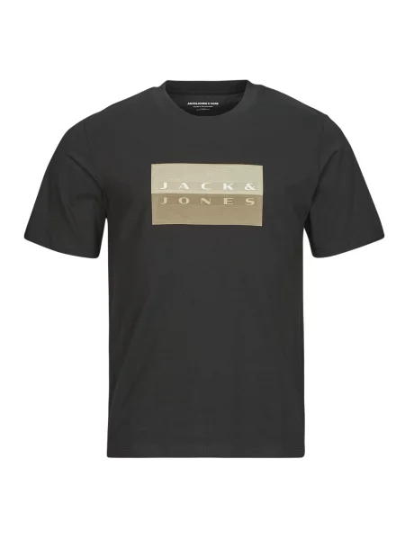 Majica Jack & Jones na točke s printom crna