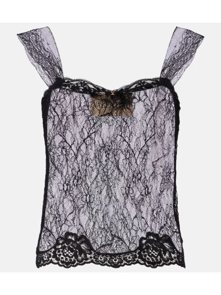 Top Valentino din dantelă negru