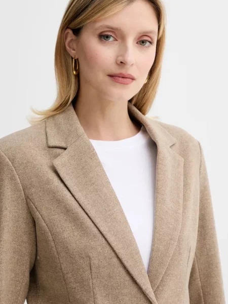 Піджак з домішкою вовни Fracomina однобортний однотонний бежевий