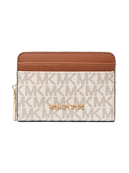 Mały portfel Michael Michael Kors skórzany beżowy
