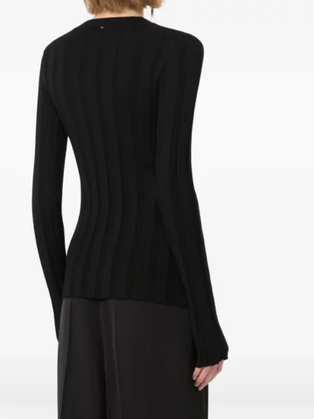 Плетена жилетка Sportmax с V-образно деколте черно