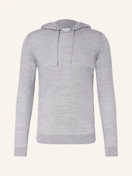 Reiss Úpletová Mikina S Kapucí Holland světle šedá