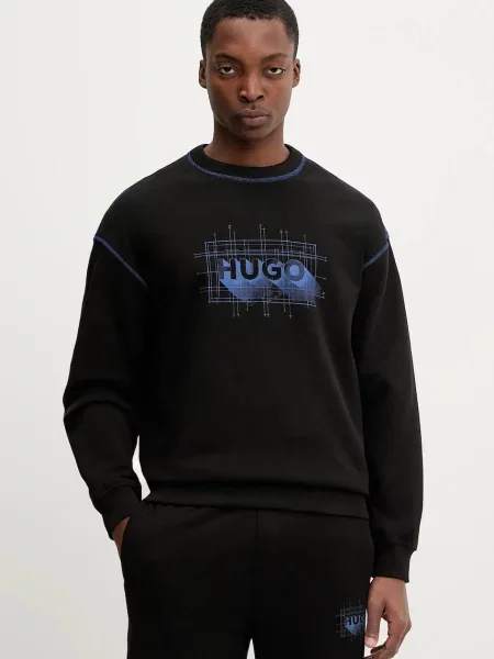 Dukserica Hugo Blue Nothalic s tiskom crna