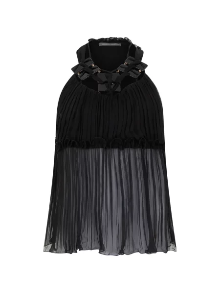 Top Alberta Ferretti cu volane negru
