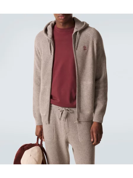 Cardigan Brunello Cucinelli din cașmir bej