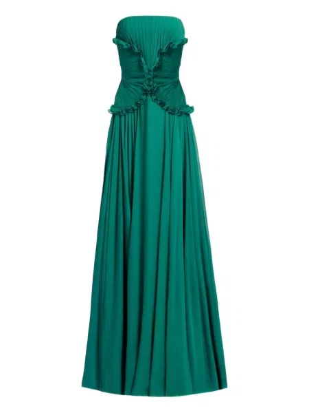 Rochie maxi Elie Saab de mătase de costum verde