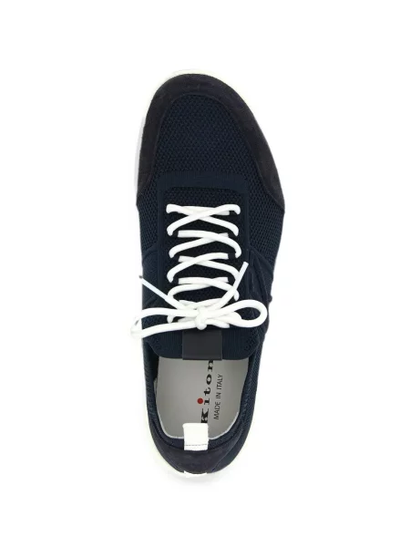 Sneakerși Kiton din piele de căprioară albastru