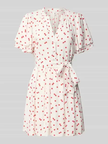 Sukienka mini taliowana z wiązanym model ‘NOVA’ Only biała