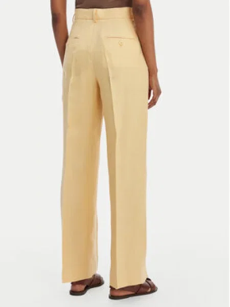 Weekend Max Mara Medžiaginės kelnės Malizia Straight Fit geltona