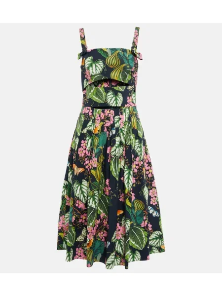 Midi obleka Oscar De La Renta s potiskom poplin