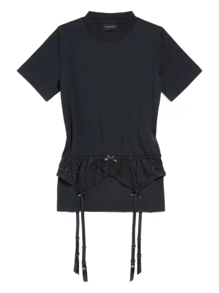 Top Balenciaga din dantelă negru