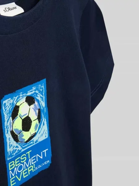 Męski t-shirt o kroju regular fit z czystej bawełny S.oliver Red Label granatowa