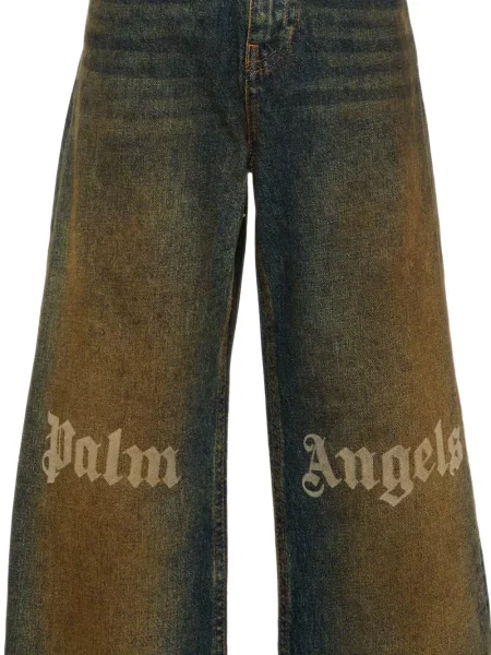 Szerokie jeansy dziecięce Palm Angels niebieskie