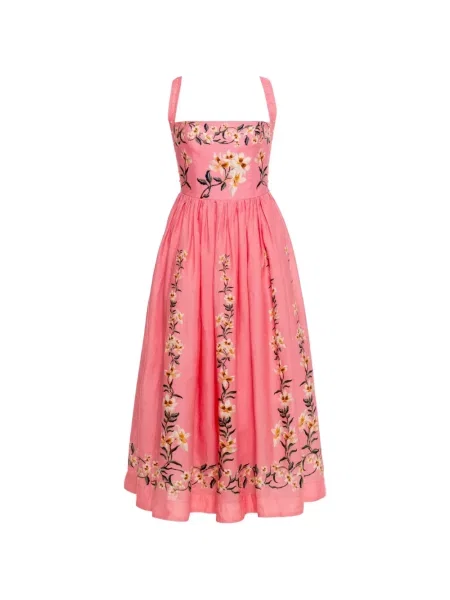 Rochie midi Agua By Agua Bendita cu model floral roz