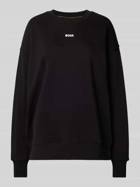 Bluza o kroju oversized z nadrukiem z logo model ‘Eteia’ czarna