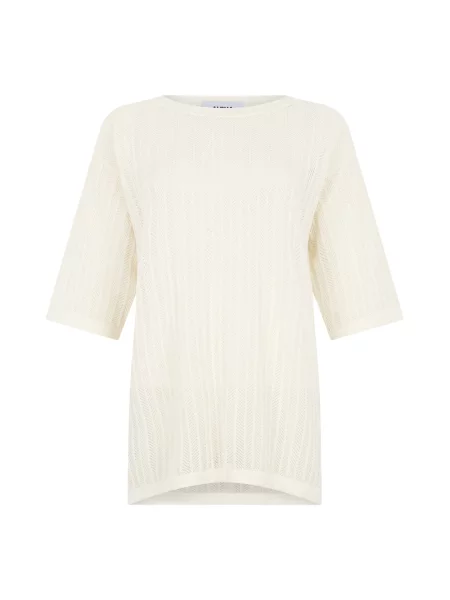 Sweter Alpha Studio z siateczką beżowy