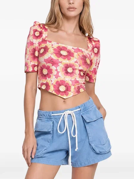 Top Free People cu model floral roz