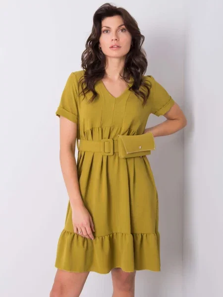 Oblekové šaty Fashionhunters khaki