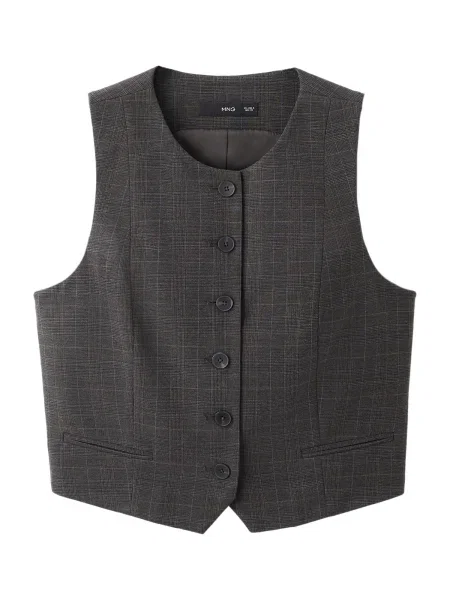 MANGO Vestă de costum STUARD albastru / maro închis / metalic gri